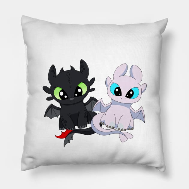 Dragons light fury, night fury, toothless dragon Pillow by PrimeStore