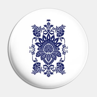 Damask in blue and white (positive) Pin