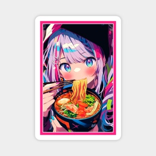 Cute Anime Girl |  Ramen Noodles | Hentaii Chibi Kawaii Design Magnet