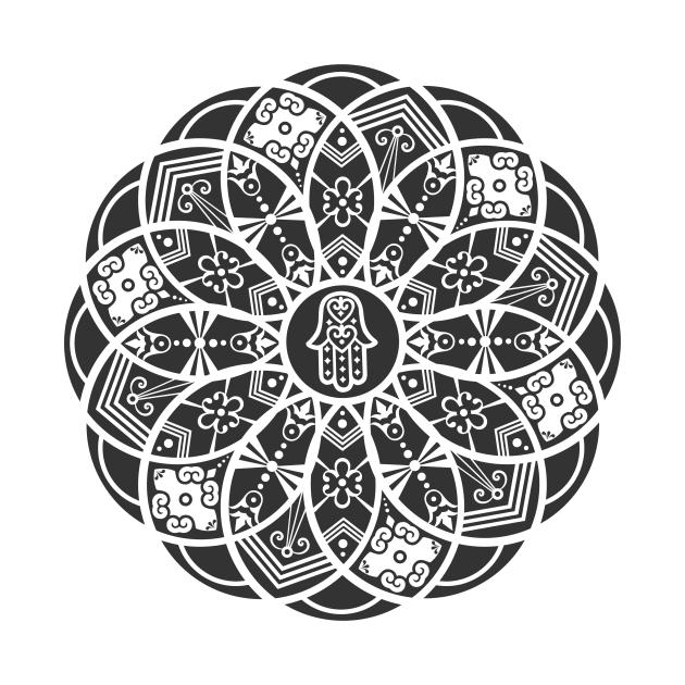 Ornamental Hamsa Mandala Grunge by MellowGroove