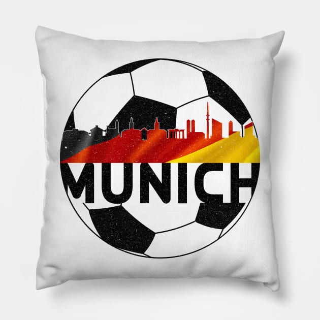 Munich Germany Euro 2024 football—Black text Pillow by Rocky Ro Designs