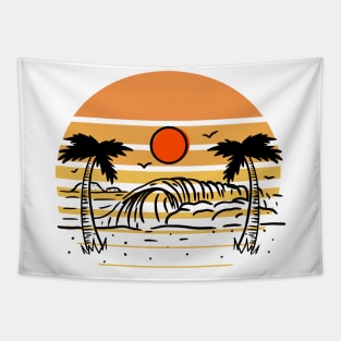 Retro Sunrise with Surf Tapestry