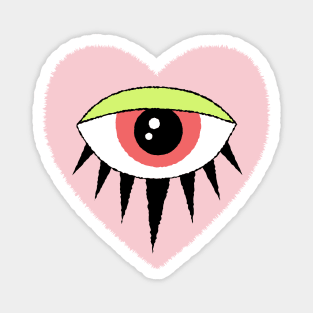 Evil Eye in Heart, Pastel Aesthetic and Neon Green, Pink, and Peach Magnet
