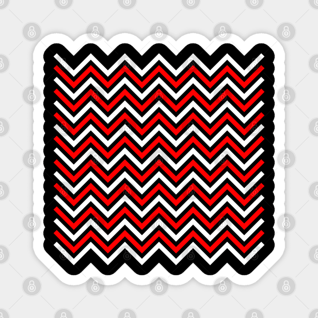 Zigzag Lines - Red White Magnet by SanTees