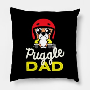 Puggle Dad Racing Dog Owner Retro Dog Father Pillow