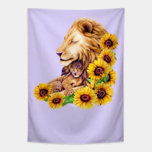 True love - Lion with lion cub Tapestry