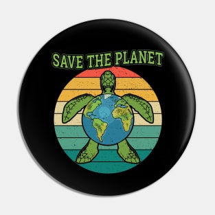 Earth Day Save The Planet Turtle Environment Pin