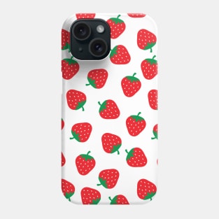 Cute Strawberry Pattern on White Background Phone Case