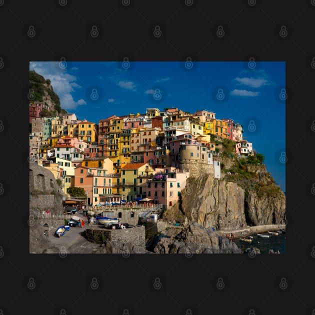 View on the cliff town of Manarola, one of the colorful Cinque Terre on the Italian west coast by Dolfilms