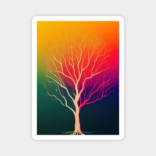 Prismatic Lonely Tree - Vibrant Colored Whimsical - Abstract Minimalist Bright Colorful Nature Poster Art of a Leafless Branches Magnet