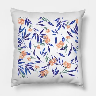 Leaves and Flowers Abstract Pattern Pillow