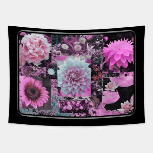 Pink Flowers Collage Tapestry