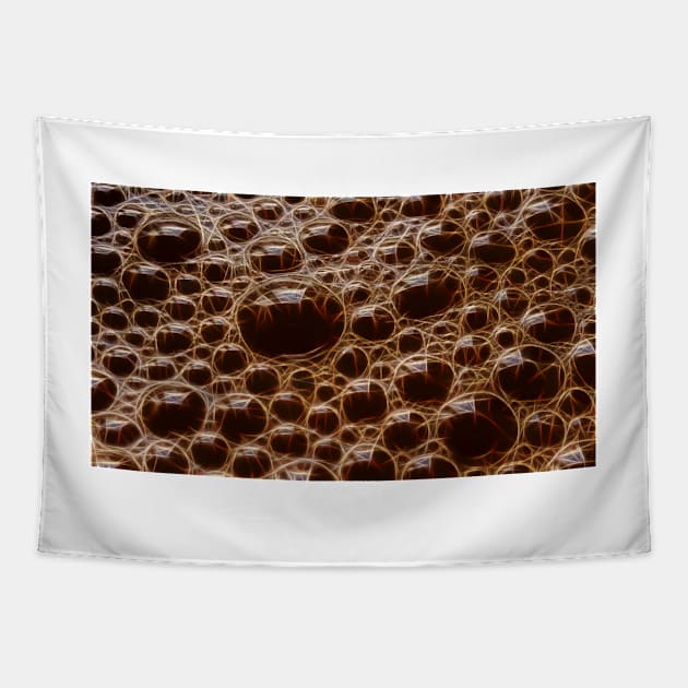 many temporary frothy brown coffee bubbles Tapestry by mister-john