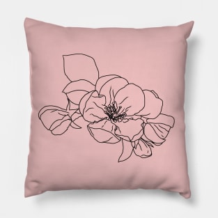 Apple blossom. line drawing. Time for love and romance. Pillow