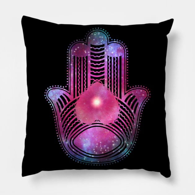 Cosmic Hand Spiritual Buddha Zen Pillow by Foxxy Merch