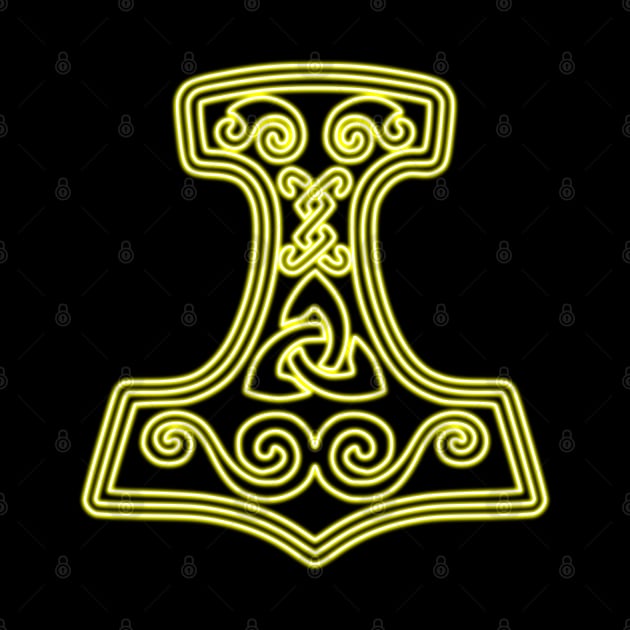 Thor hammer - Mjöllnir - yellow neon by la chataigne qui vole ⭐⭐⭐⭐⭐