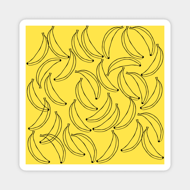 Cute Bananas Pattern on Yellow Background Magnet by kapotka