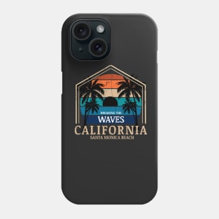 Monster Waves California Surfing vintage retro sunset palm trees Phone Case