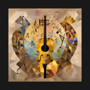 Abstract Image Of A Violin With Musical Symbols T-Shirt