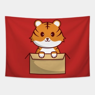 Cute Tiger in a Box Tapestry