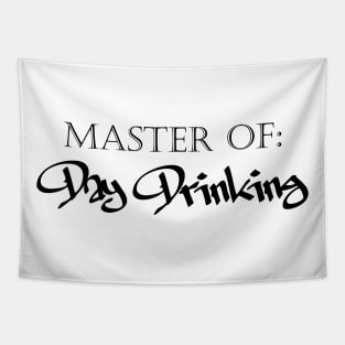 Master of Day Drinking Humorous Minimal Typography Black Tapestry