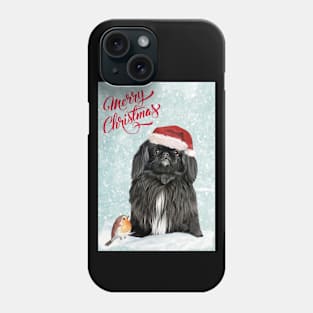 Blacl Pekingese Merry Christmas Santa Dog Phone Case