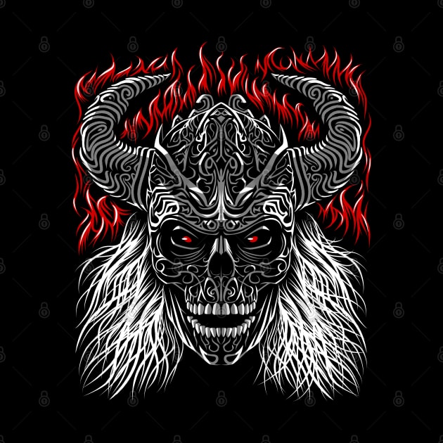 Viking skull tribal by albertocubatas