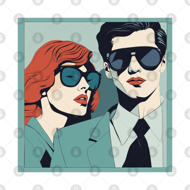 Sunnies Selfies Fashionable Frames Artful Couple Patrick Nagel Art Deco by di-age7