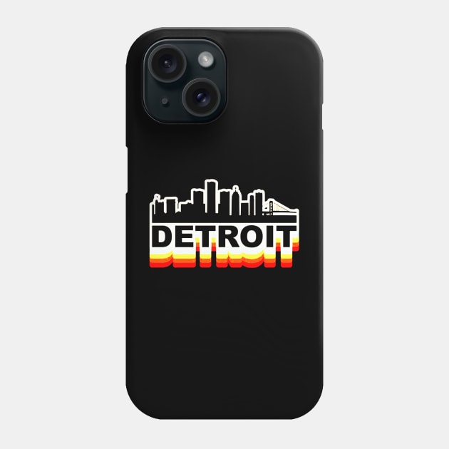 Detroit City Skyline Vintage Retro Phone Case by mariebellamanda