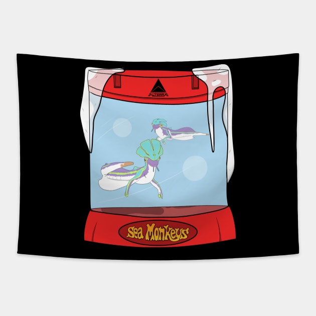 Below Zero Sea Monkeys Tapestry by Slightly Animated