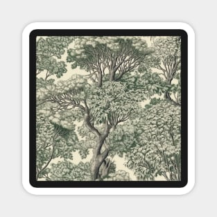 Subtle Green Elegance: Graceful Trees Magnet