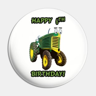 Happy 6th Birthday tractor design Pin