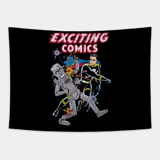 Retro Robot and Superhero Tapestry