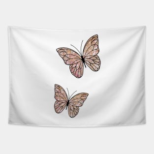 Rose Gold Glitter Butterflies Tapestry