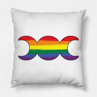 Witchy Triple Moon Goddess Symbol - Rainbow Pillow