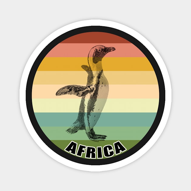 African Penguin Full Figure on Vintage Retro Africa Sunset Magnet by scotch