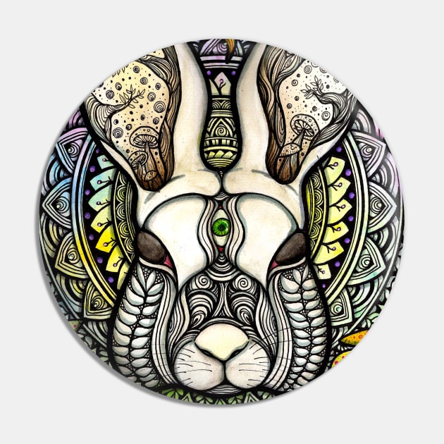 Trippy Psychedelic Rabbit Pin by asiancoffeegirl