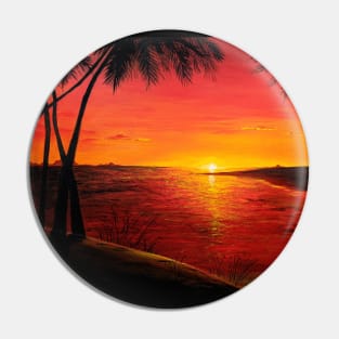 Red Sunset on the Beach Pin
