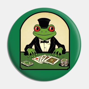 Frog poker player Pin