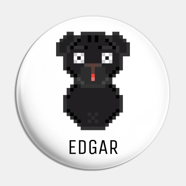 Pug Edgar Black Pin by felixbunny