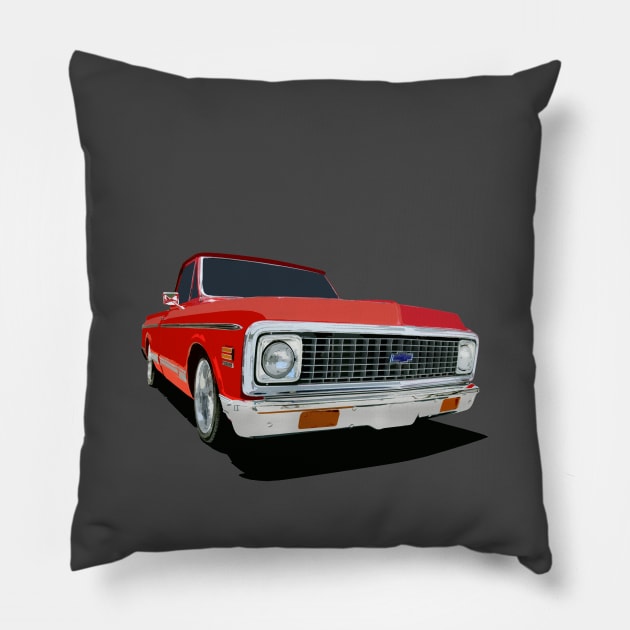 Chevy C-10 - stylized color Pillow by mal_photography