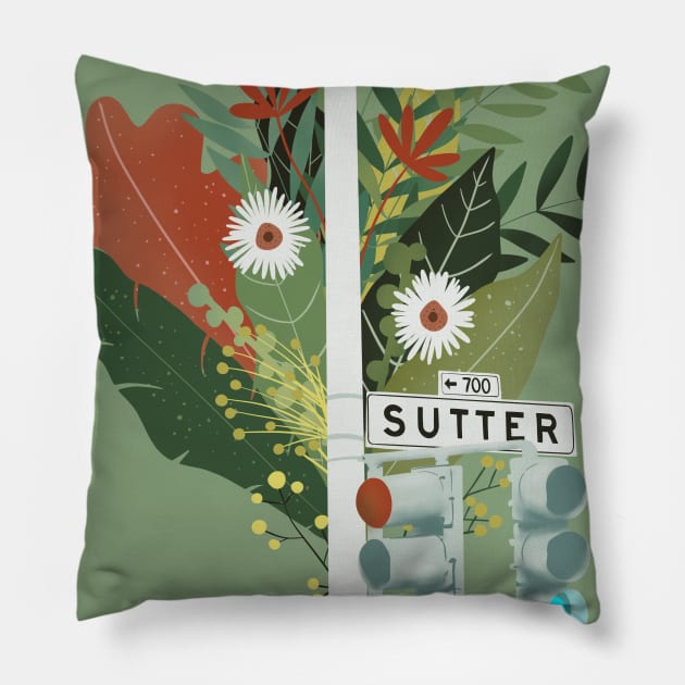 Sutter street in San Francico Pillow by Mimie20