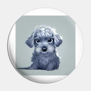 Adorable Cockapoo Puppy Dog. Black and white and illustrative style Pin