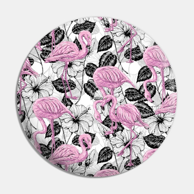 Flamingos and hibiscus flowers Pin by katerinamk