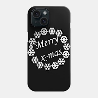 Merry X-mas Typography Design - Black and White Phone Case