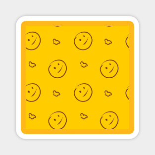 Background illustration yellow smile, joy, decorative design pattern, ornament Magnet