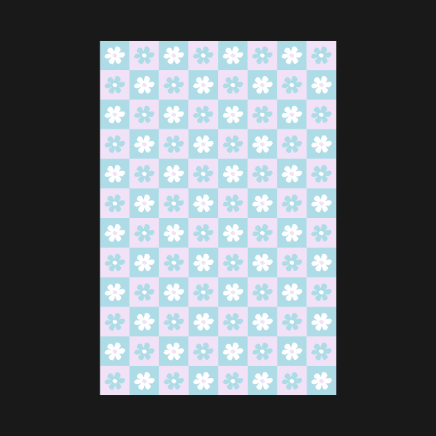 Pastel Aesthetic Checkerboard Flower Design Phone Case in Lilac and Teal by shopY2K