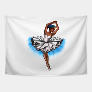 African America ballerina with rainbow corn row hair style #001 - brown skin ballerina Tapestry