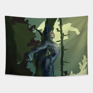 Raven mythical fairy-like nymph Tapestry