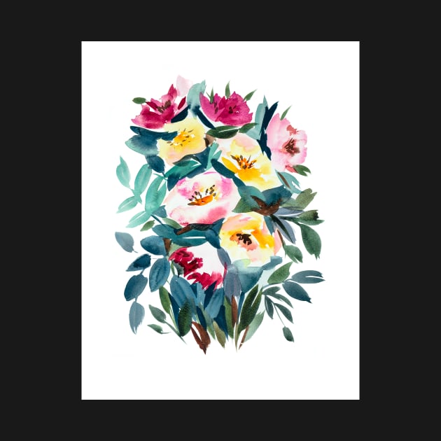 Blush peonies bouquet, watercolor by IngaDesign